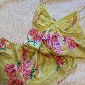 Victoria's Secret Yellow and Pink Floral Chemise